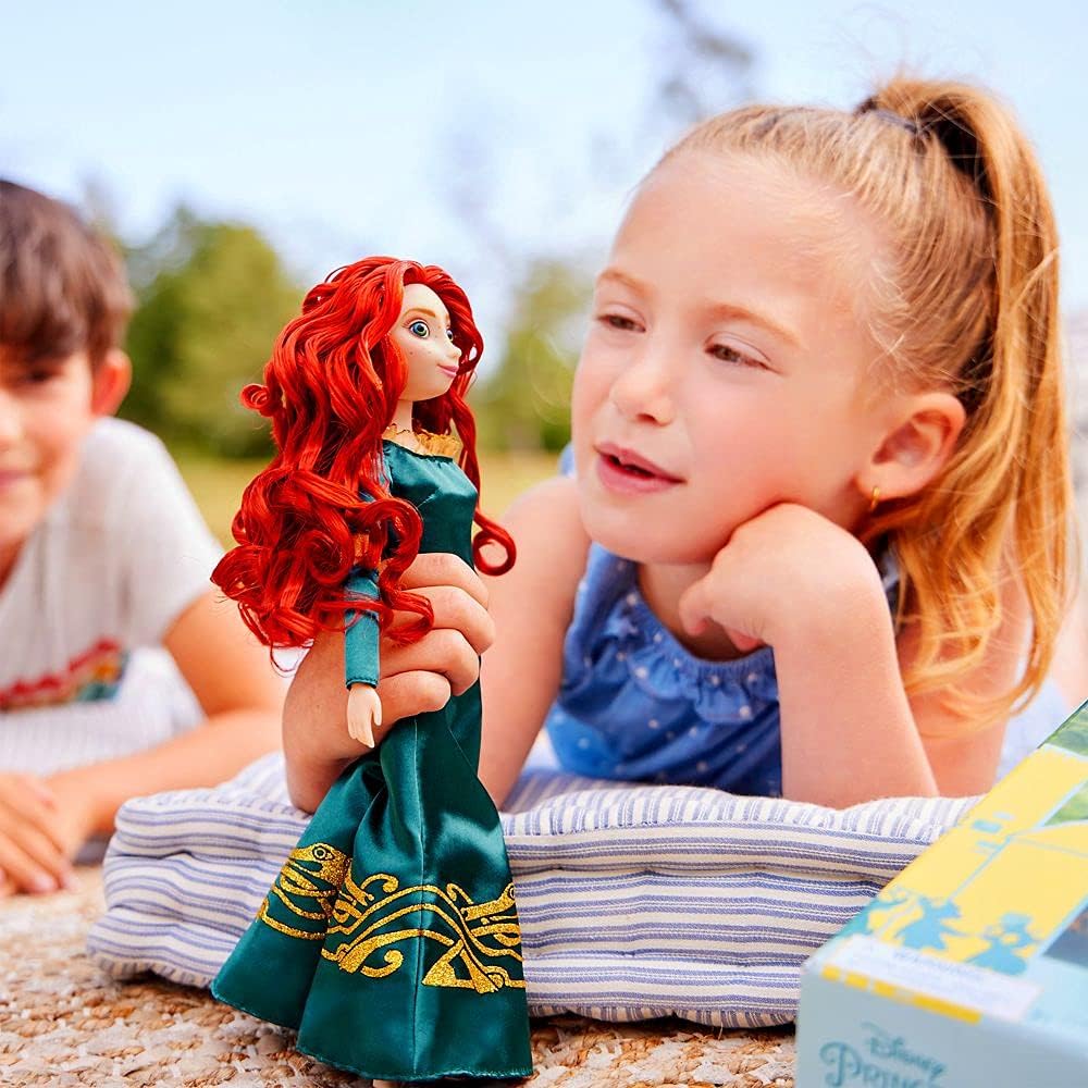 Disney Store Official Princess Classic Doll (Merida), 11 Inches, Includes Brush with Molded Details, Fully Posable Toy in Classic Outfit - Disney Princess Toys