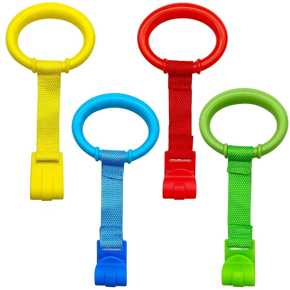 4 Pcs Baby Playpen Pull up Rings, 4 Color Baby Crib Pull up Rings