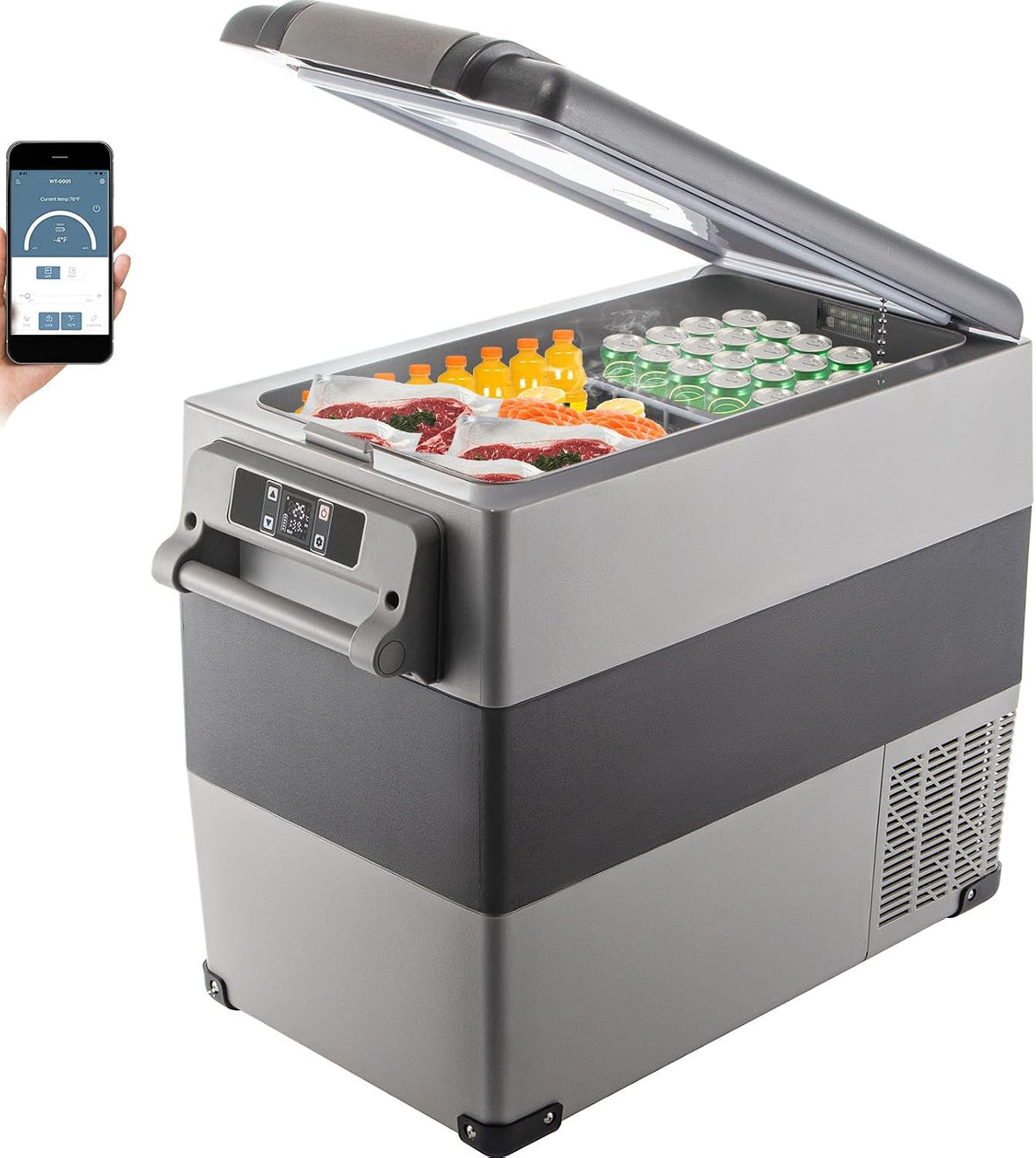 VEVOR 12 Volt Refrigerator, 58 Qt Car Refrigerator, Dual Zone Portable Freezer, Cooler Compressor Freezer with 12/24V DC and 110-240V AC, Freezer Fridge Cooler, for Car, Truck RV, Camping and Home Use