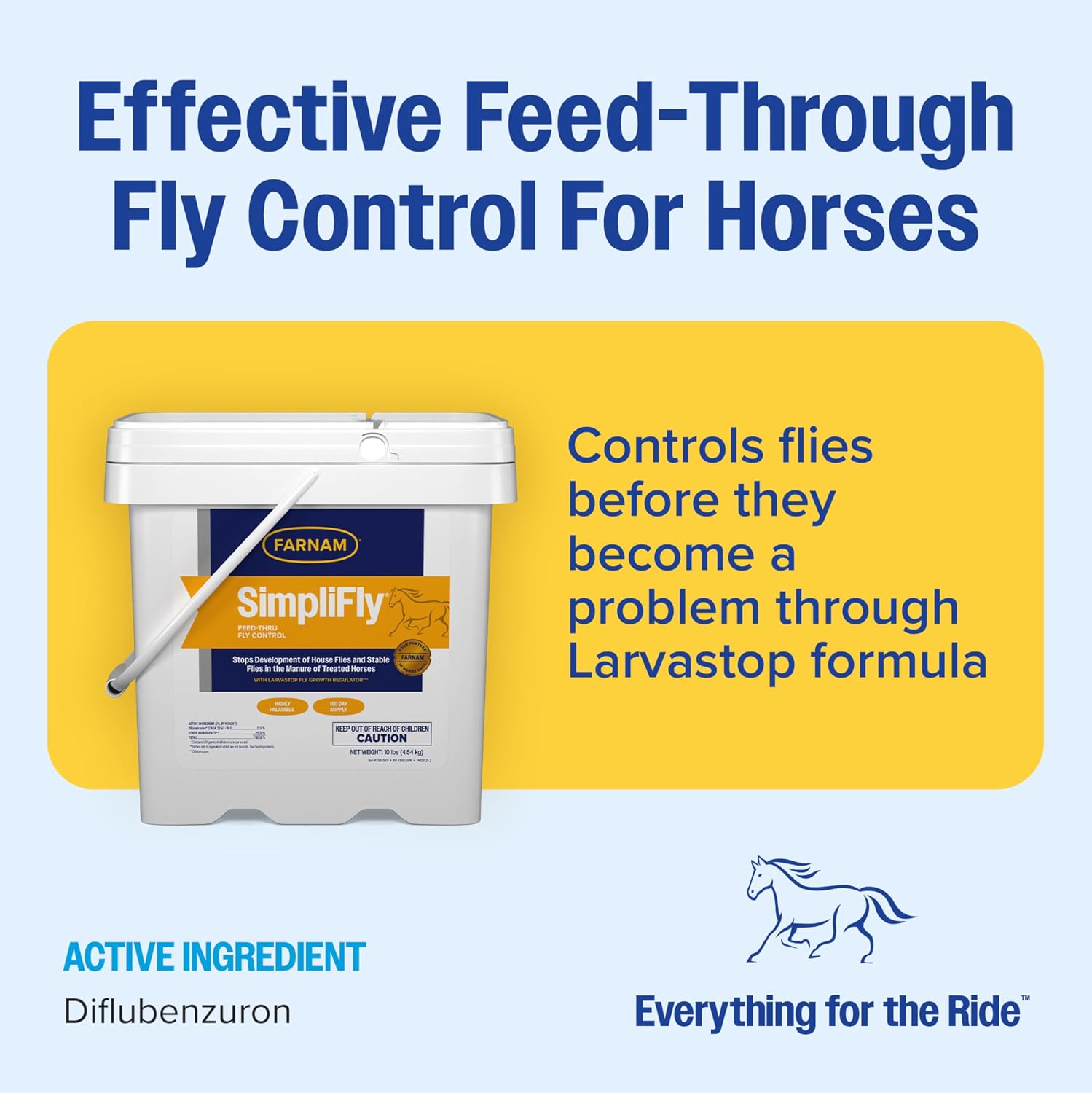 Farnam SimpliFly for Horses, Feed Through Fly Control for Horses, 10 lb