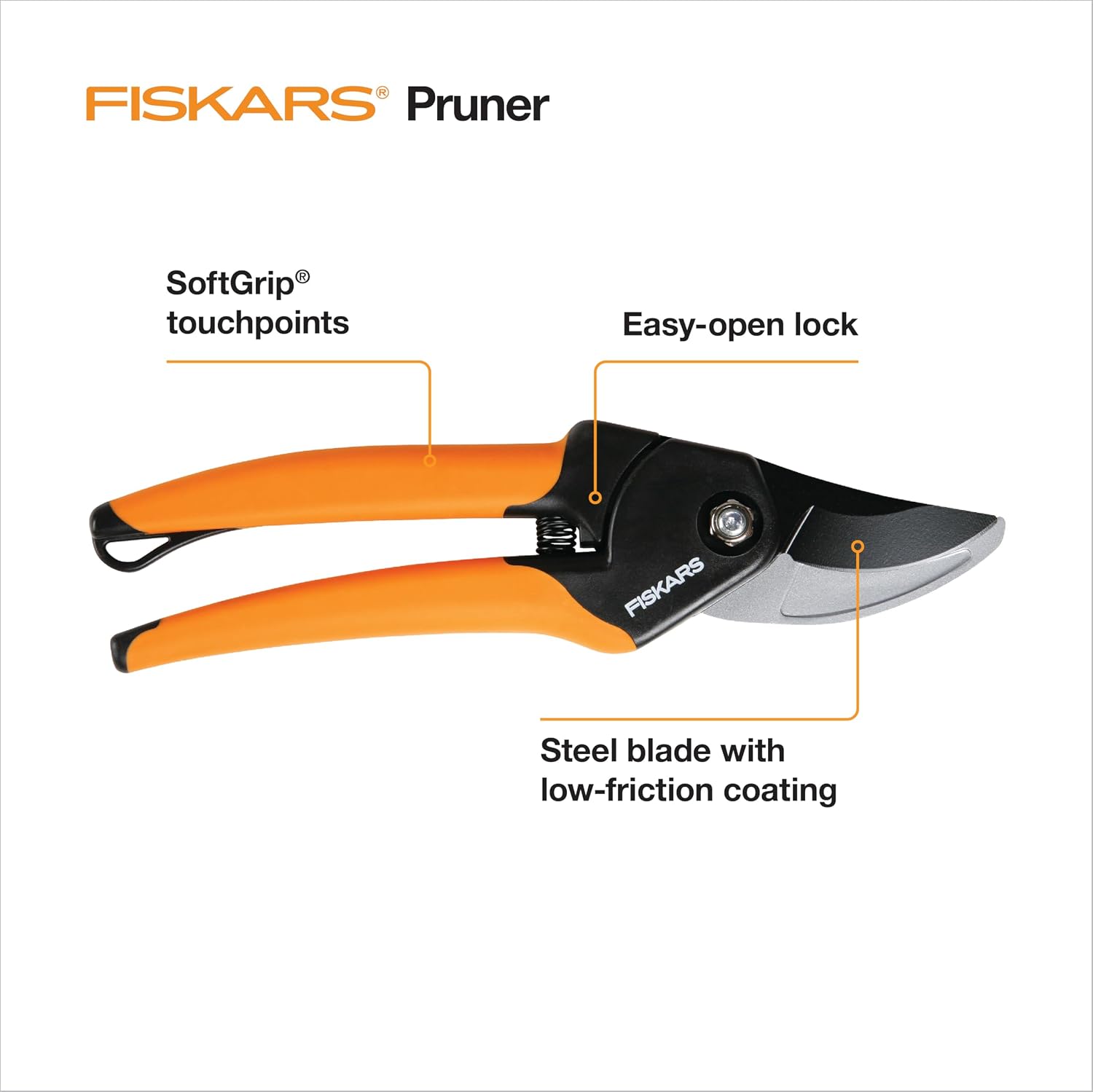 Fiskars SoftGrip Bypass Pruning Shears, 5/8” Cut Capacity Garden Clippers