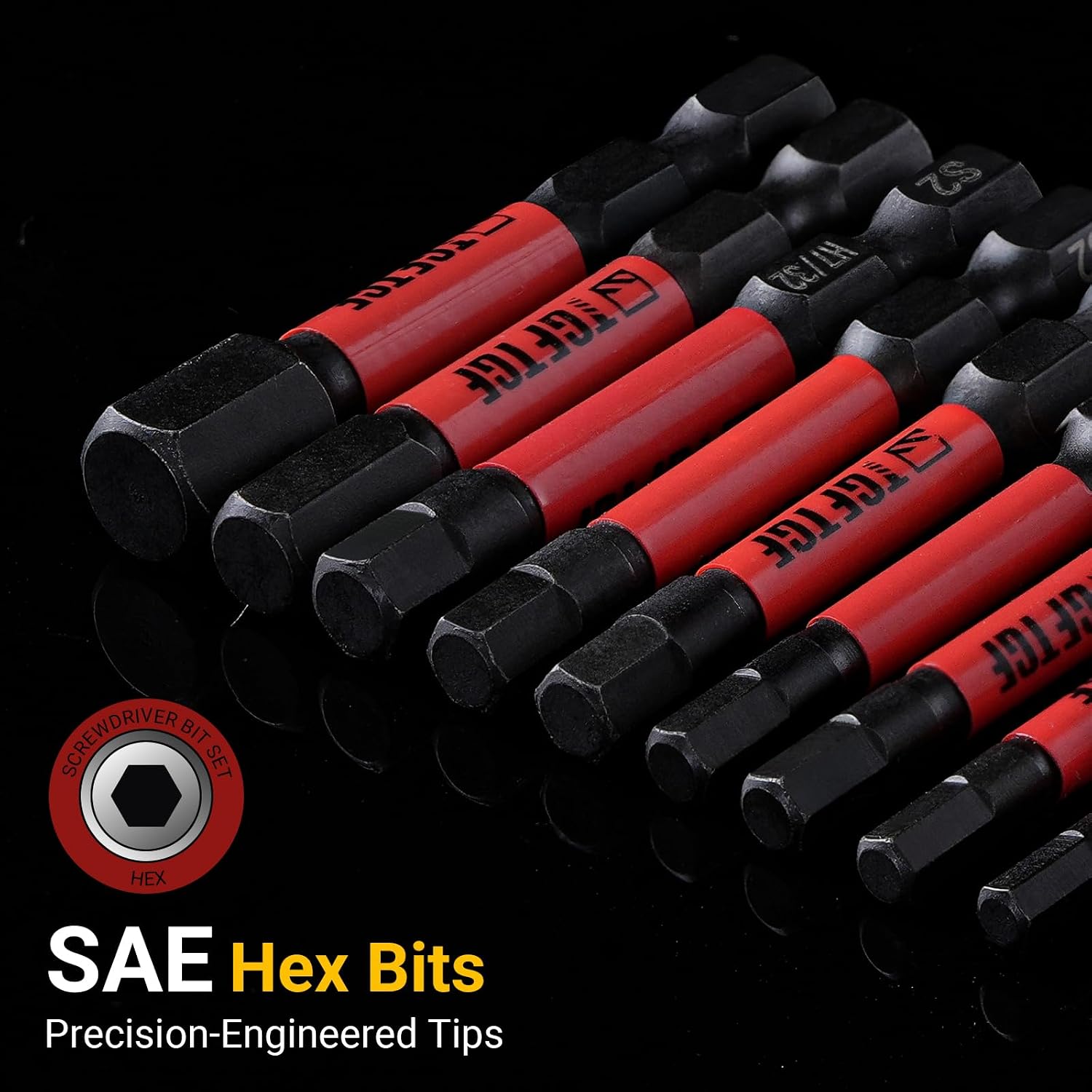 TGFTGF Impact Hex Head Allen Wrench Drill Bit Set, 12PCS, 2-inch (SAE), Premium S2 Steel 1/4" Hex-Shank Hex Bit Set, CNC Machined Magnetic Screwdriver Bit Set, Storage Box, for Automotive Home DIY