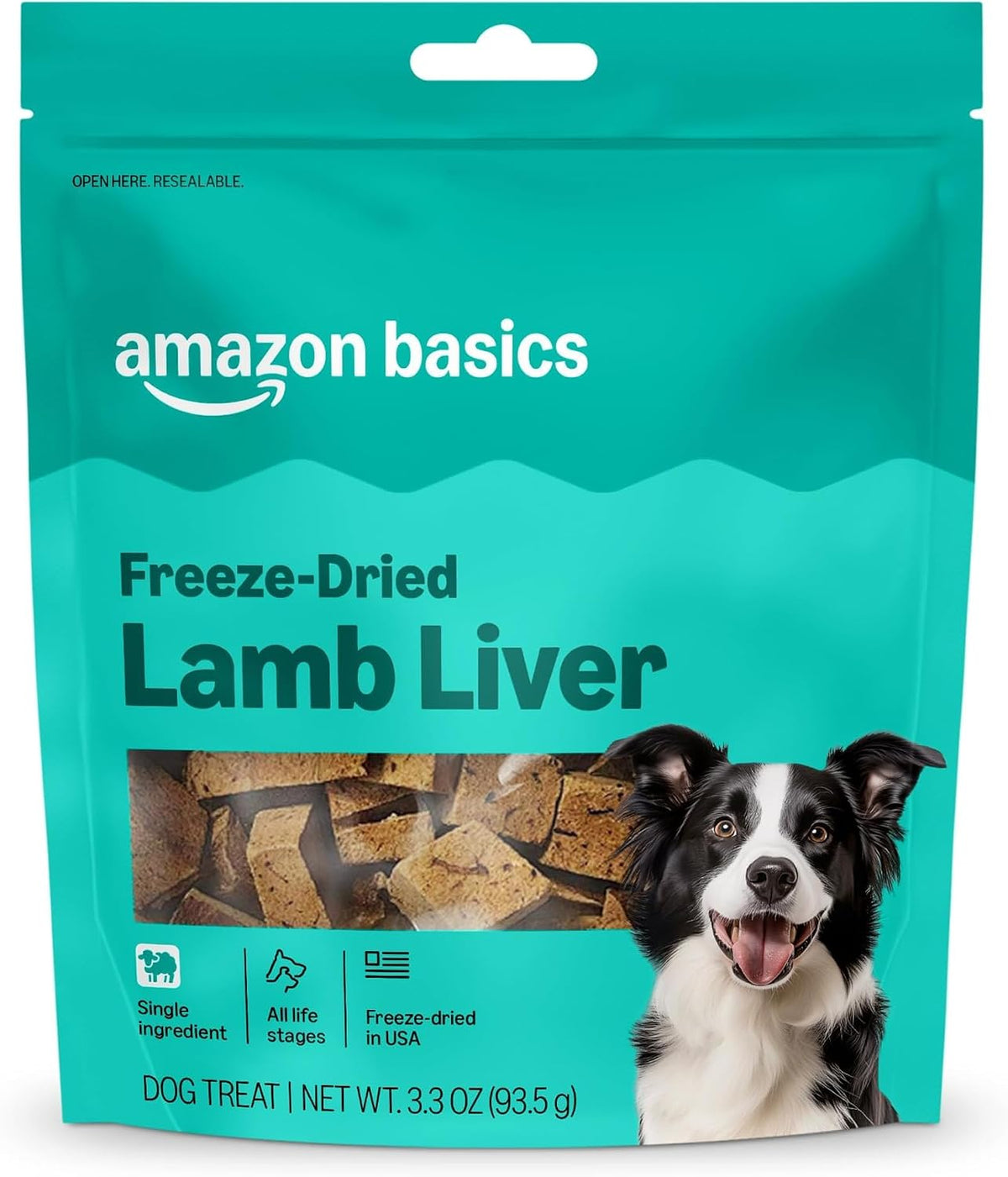 Amazon Basics Freeze-Dried Raw Ingredient Dog Treats, Lamb Liver, High Protein, Healthy Training Treats or Meal Topper for All Dogs, Grain-Free, (Previously Wag), 3.3 Ounce (Pack of 12)