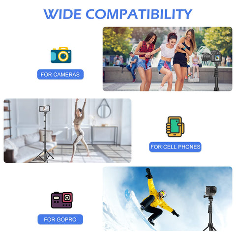 Sensyne 67" Phone-Tripod, Extendable Cell Phone Tripod Stand & Selfie Stick with Wireless Remote and Phone Holder, Compatible with iPhone Android Phone, Camera