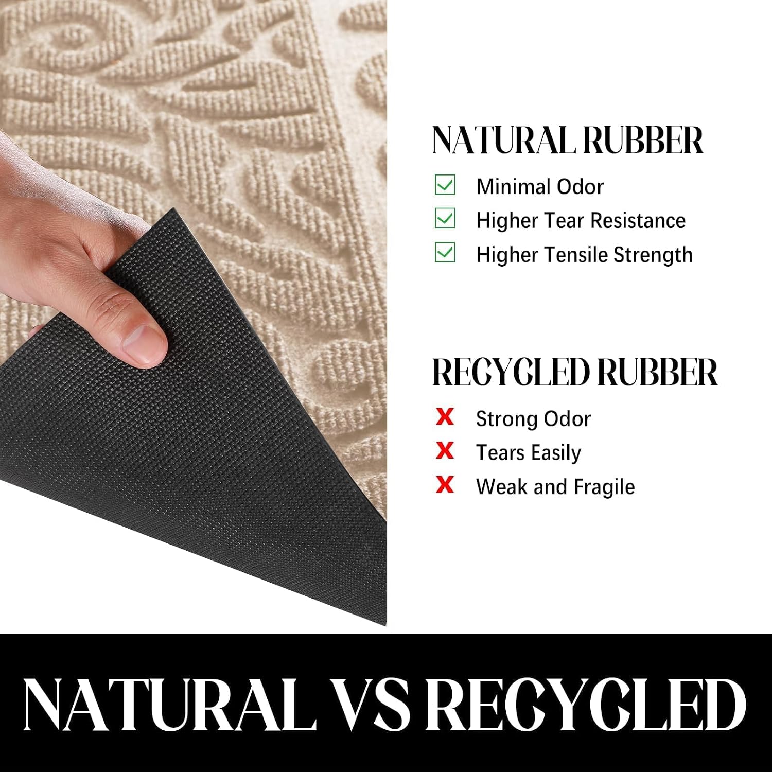 Yimobra Large Welcome Mat 60x36, Waterproof Non-Slip Outdoor Mats for Front Door Outside Entrance, Low-Profile Entryway Mat Indoor for Garage Patio, Beige