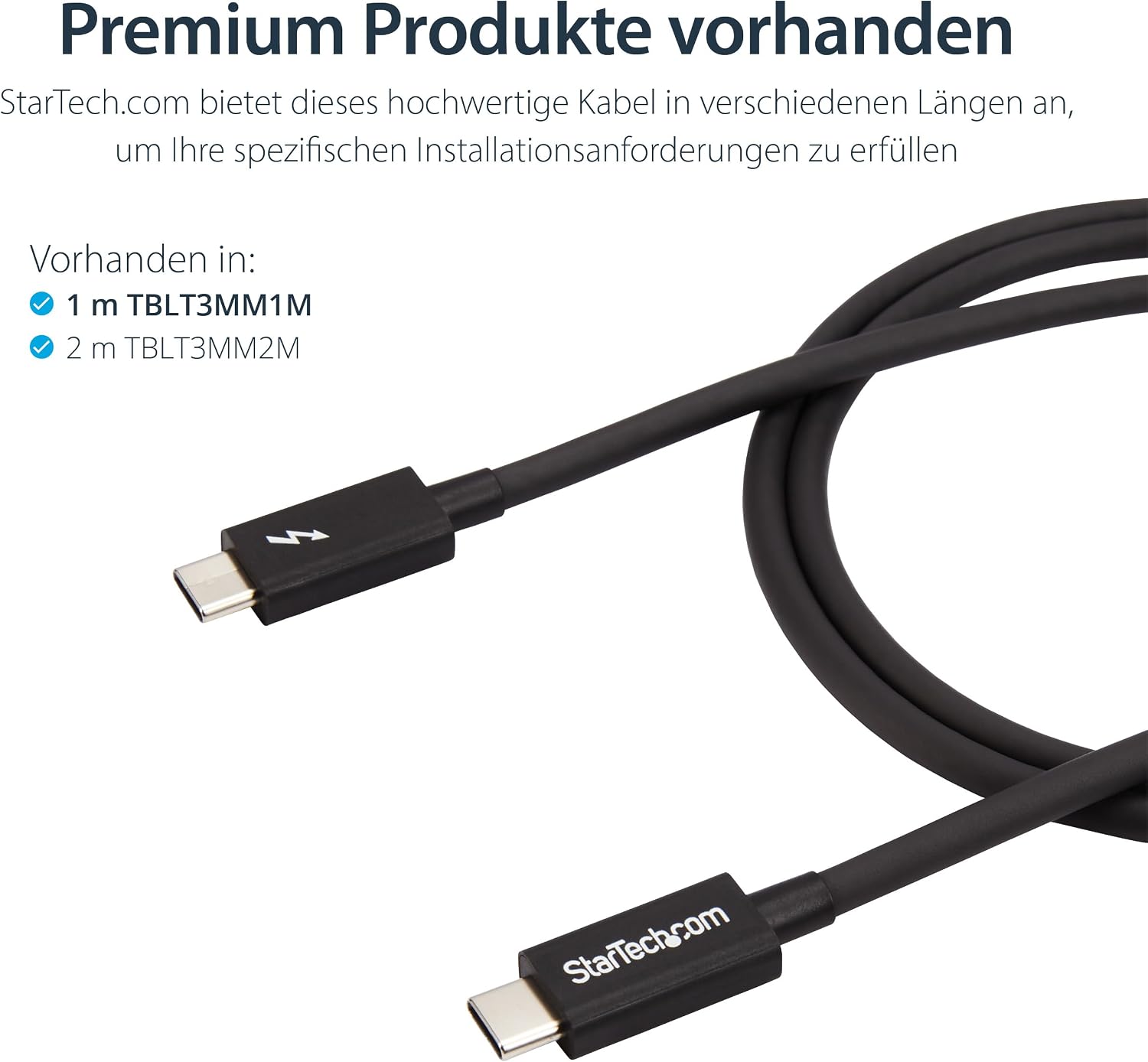 StarTech 3.3ft/1m Passive Thunderbolt 3 Cable 20Gbps, 4K60, 100W, Certified