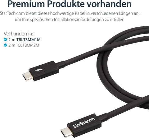 StarTech 3.3ft/1m Passive Thunderbolt 3 Cable 20Gbps, 4K60, 100W, Certified