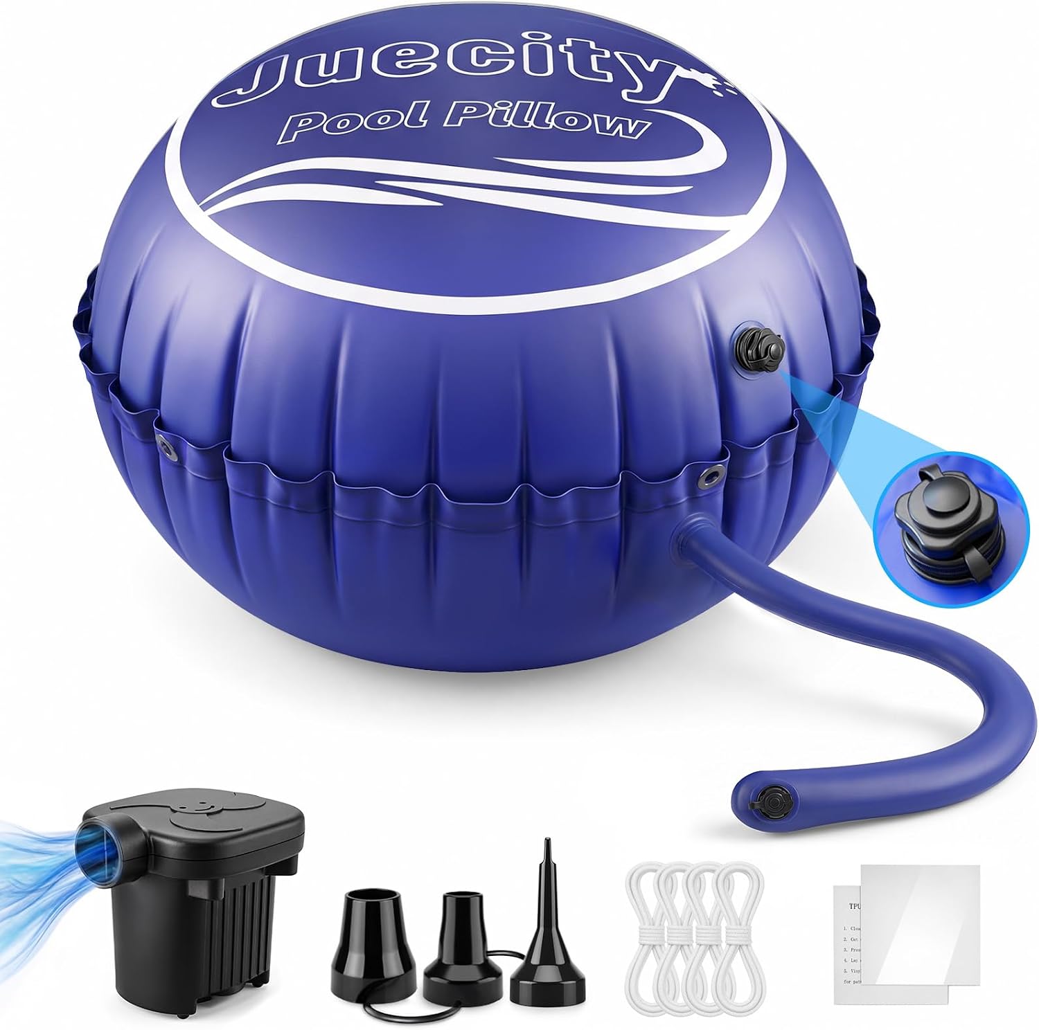 Pool Pillows for Above Ground Pools – Round 12x12FT with Pump & Rope & Patch, Air Pillow & Balloon for Inground Swimming Pool, Winter Cover Pillow, 0.84mm Thick Closing & Winterizing Kit for Pool