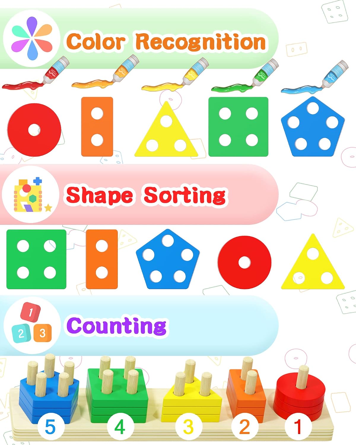 Montessori Sensory Toys for 1 2 Year Old Boy Girl Gifts, Puzzle for Toddler