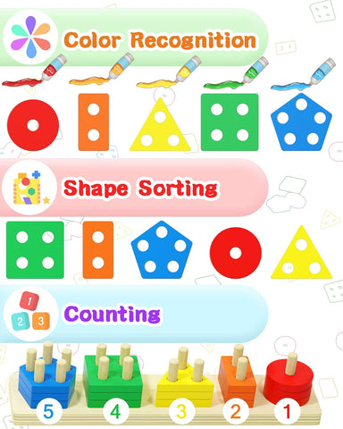 Montessori Sensory Toys for 1 2 Year Old Boy Girl Gifts, Puzzle for Toddler