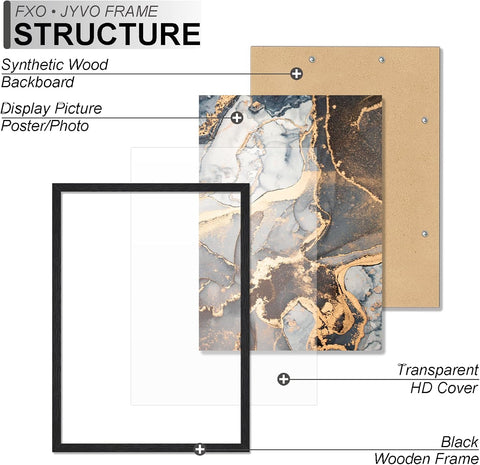 Fxojyvo 14x17 Picture Frame Set of 6 Black Engineered Wood Wall Hanging