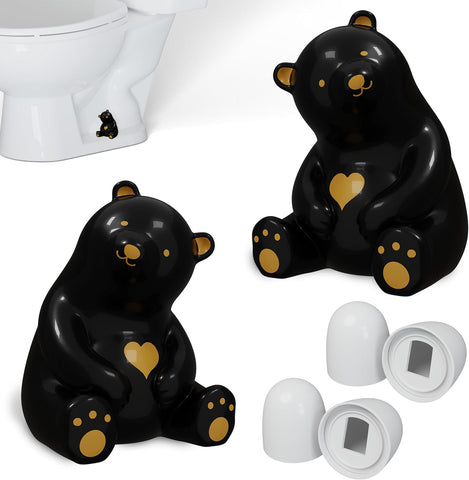 MENNTY Black Ceramic Polar Bear Toilet Bolt Covers Bathroom Decor, 6 Pack