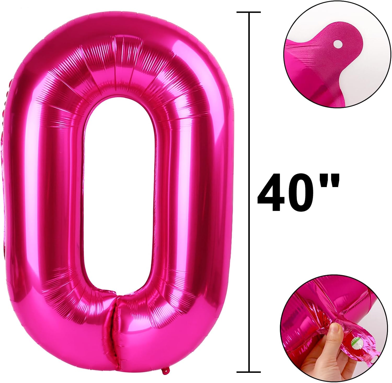 40 Inch Rose Red Number 0 Balloons Foil Digital Helium Number Balloons
