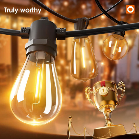 addlon 100FT LED Outdoor String Lights, Waterproof Dimmable Bulbs for Patio
