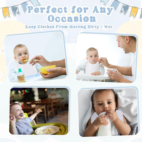 Toulite 50 Pcs White Baby Bibs Unisex Washable Cotton Double Sided