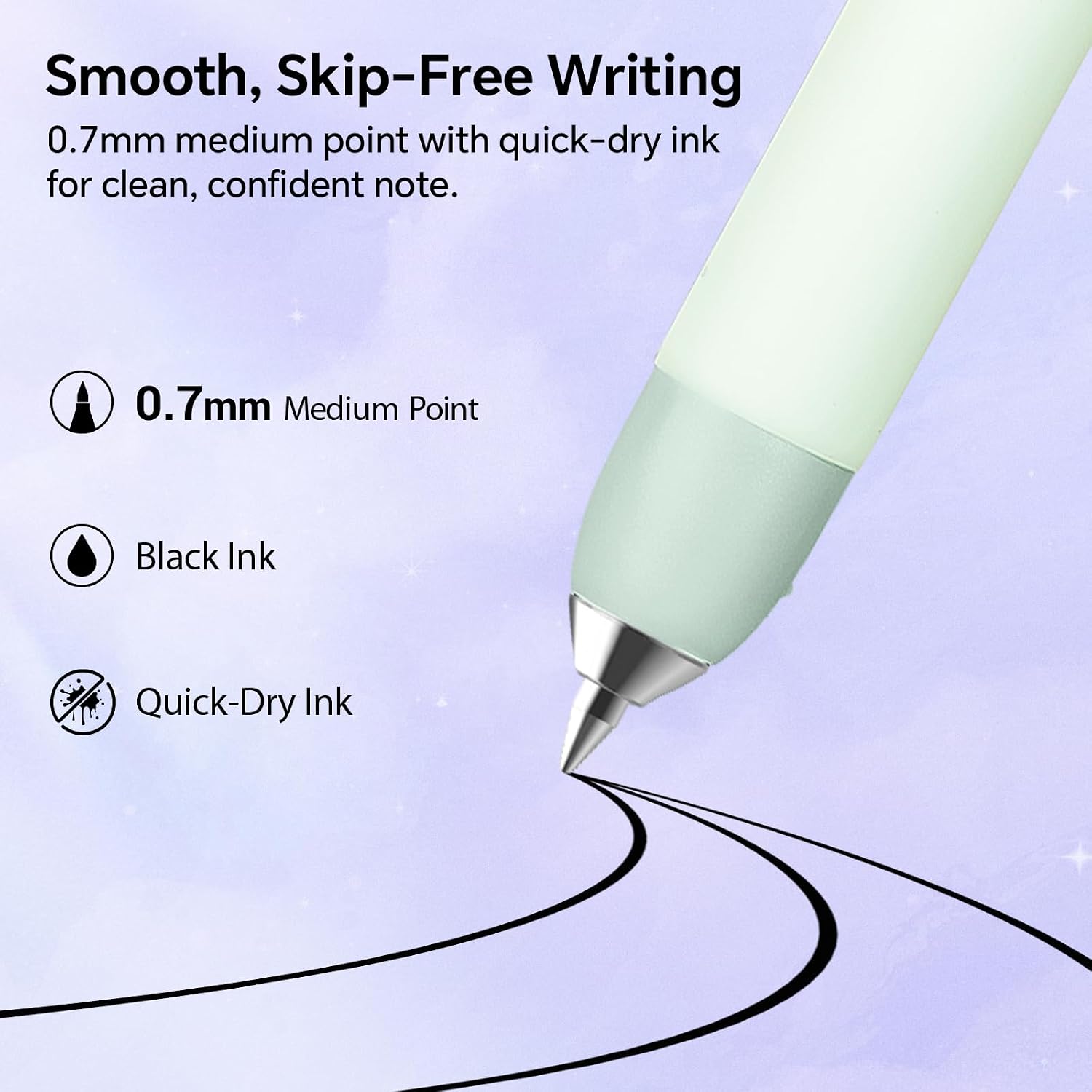 WRITECH Gel Pens Medium Point: Morph 0.7mm Black Ink Mini to Full Size Soft Grip Portable Extendable Pocket Pen Set with 2 Pens and 2 Refills