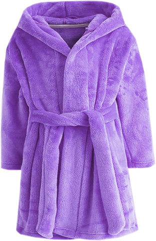 Girls Fleece Hooded Robes, Kids Soft Premium Fuzzy Bathrobe for Gifts, 2-12 Years