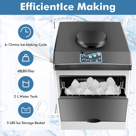 48 LBS Countertop Ice Maker Stainless Steel with Water Dispenser