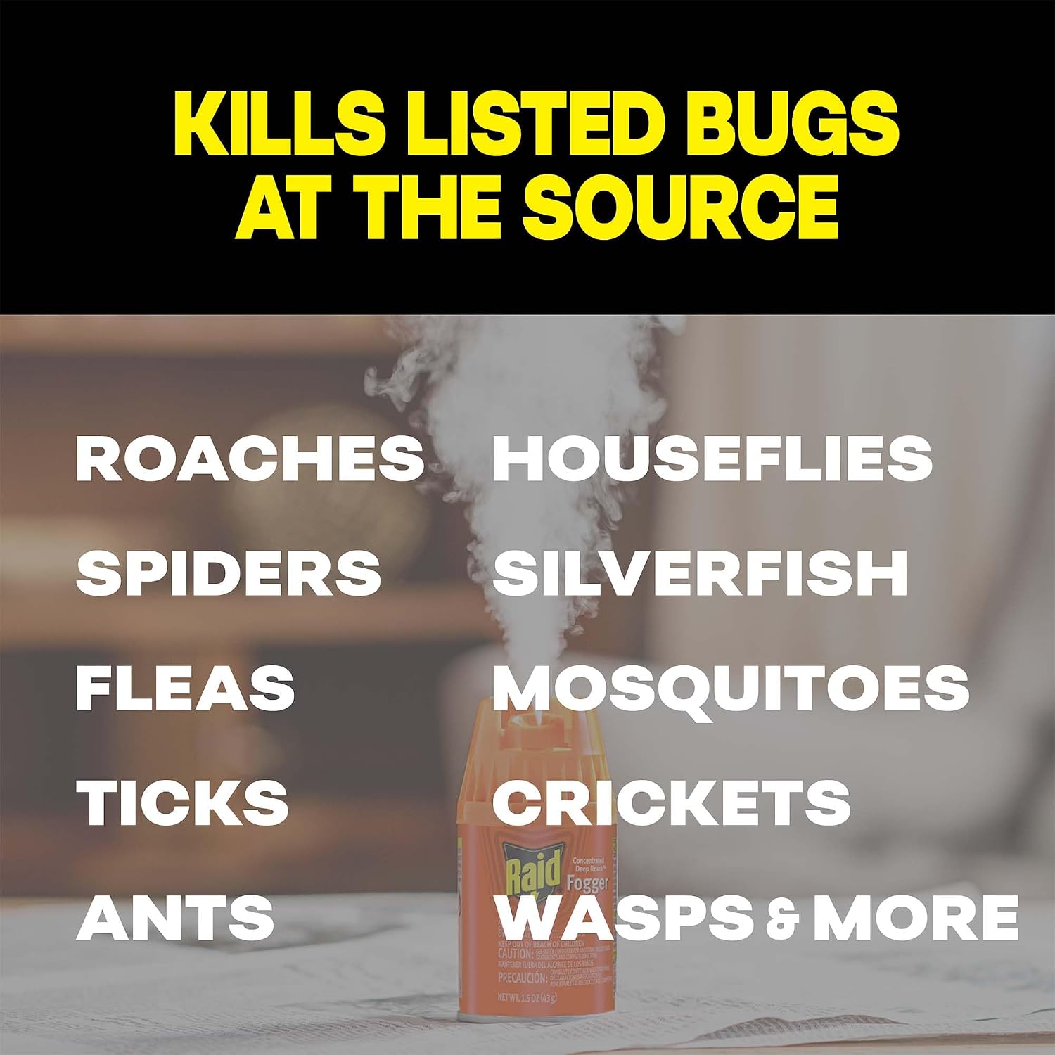 Raid Concentrated Deep Reach Pest Killer & Roach Fogger, 1.5 fl oz, 4 Count
