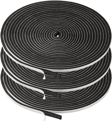 3 Rolls Weather Stripping,1/4 Inch Wide X 1/8 Inch Thick Foam Seal Tape High Density Foam Strip Self Adhesive,Closed Cell Tape Seal Strip,16 Feet Long Each