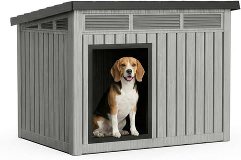 VIXZEN Dog House Outdoor & Indoor, Medium Size, Gray
