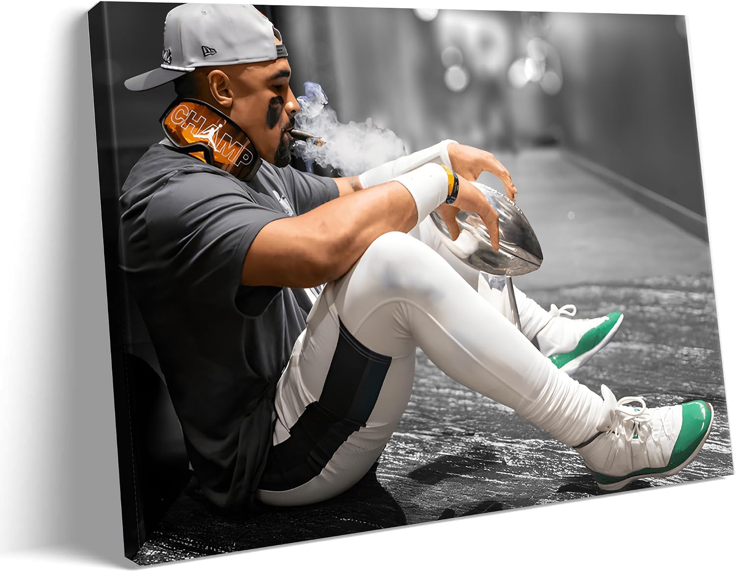 B.B.F MAKE 2025 Super Canvas Bowl Wall Art Champions Eagles Poster Print Philadelphia Hurts Painting Canvas Wall Decor Sports Star Picture Modern Bedroom Living Room Home Decoration, Framed 16x20inch