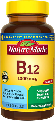 Nature Made Vitamin B12 1000 mcg, Energy Metabolism Support, 150 Softgels