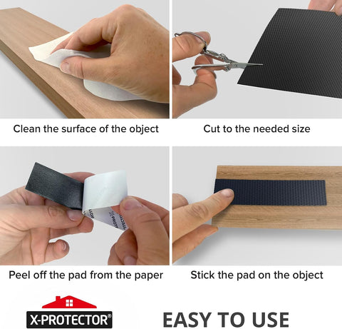 X-Protector Non Slip Pad - 1 Black Roll, 40 x 4 - Premium Silicone Feet