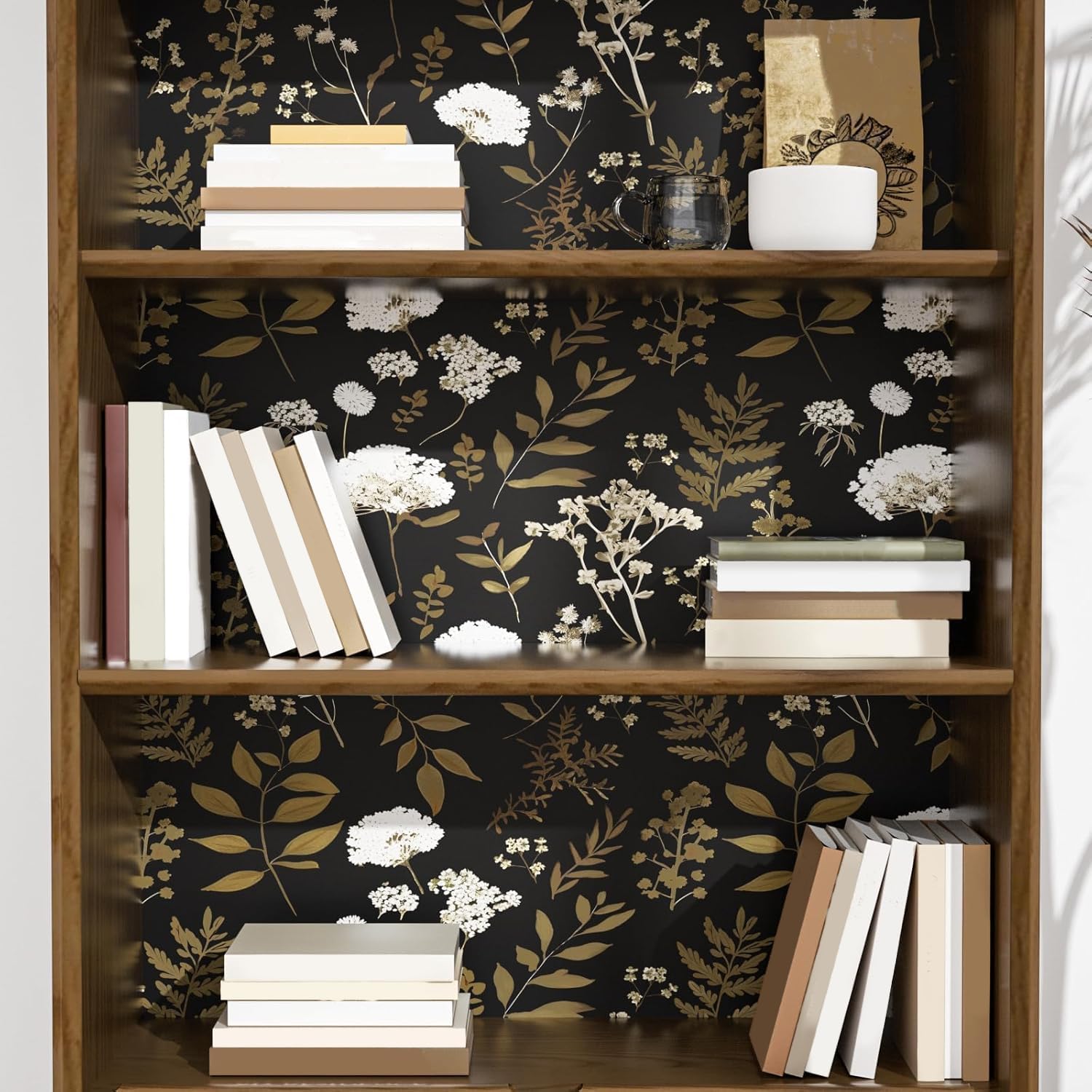 Laatse Vintage Dark Floral Leaf Peel and Stick Wallpaper 17.5"x393"