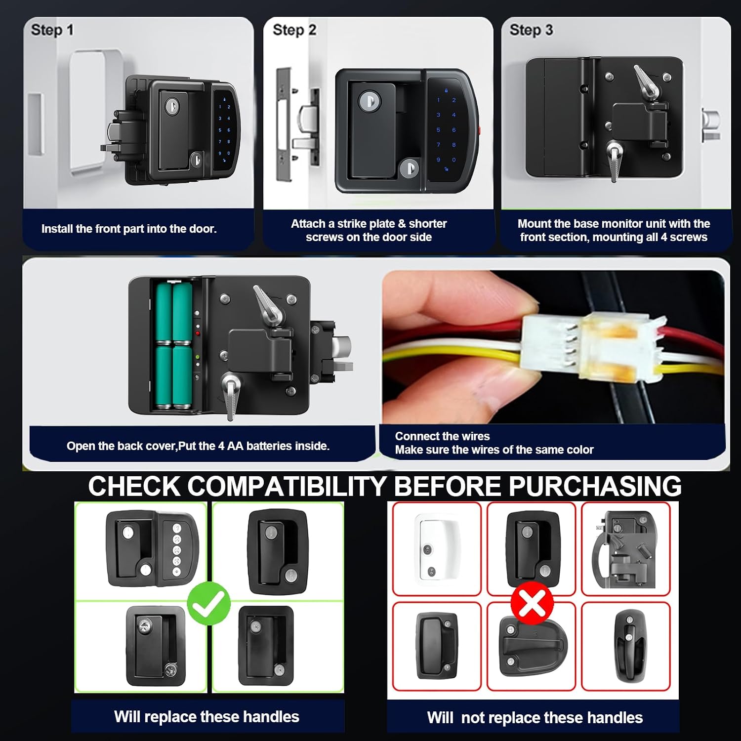 RV Keyless Entry Door Lock with Bluetooth Remote and Keypad for Camper