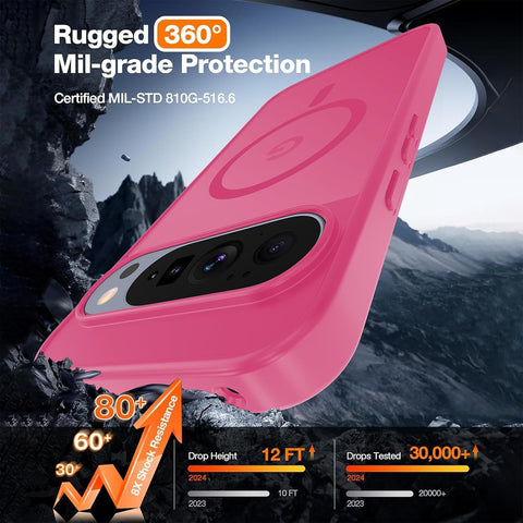 WRJ Magnetic for Pixel 11 Pro XL Case Fit for Pixelsnap, Hot Pink