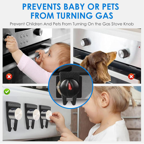 6 Pack Gas Stove Knob Locks, Silicone Oven Knob Safety Covers Baby Proof, Gas Stove Knob Covers for Baby and Pets Safety (Black)