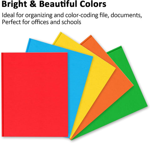 2 Pocket Folders with Prongs, 5 Pack Paper Folders with Pockets and Prongs