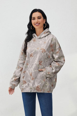 Eutten Womens Camo Hoodies Maple Leaf Print Oversized Hooded Sweatshirt Fleece Pullover Sweatshirts Long Sleeve with Pocket