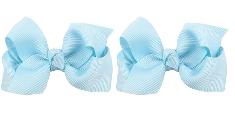 3 Inch Baby Girl Hair Bows Boutique Hair Clip Teens Toddlers Hairpin Headwear - Set of 2 (Light Blue)