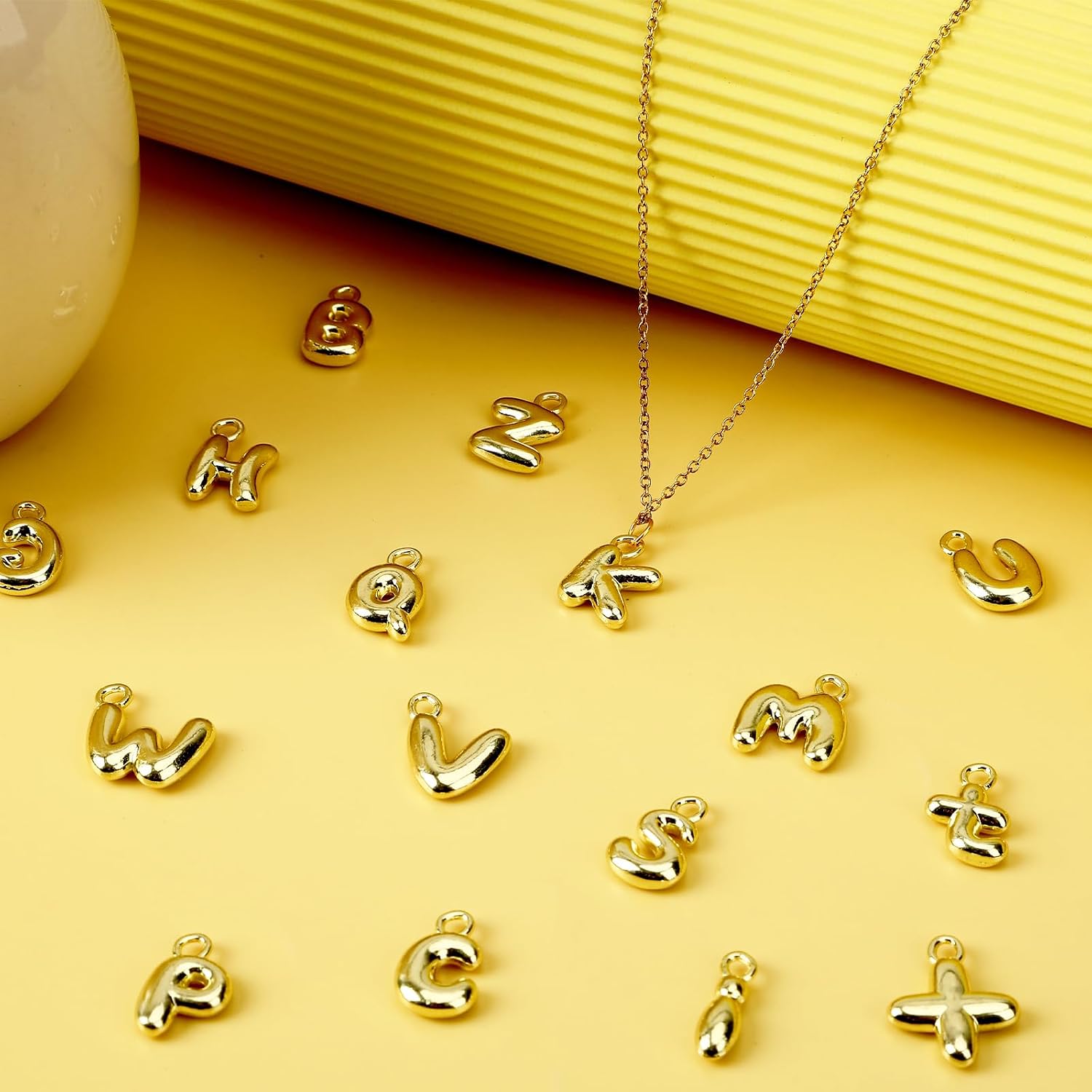 SANNIX 26Pcs Letter Charms, Initial Letter Charm for Jewelry Making, Gold