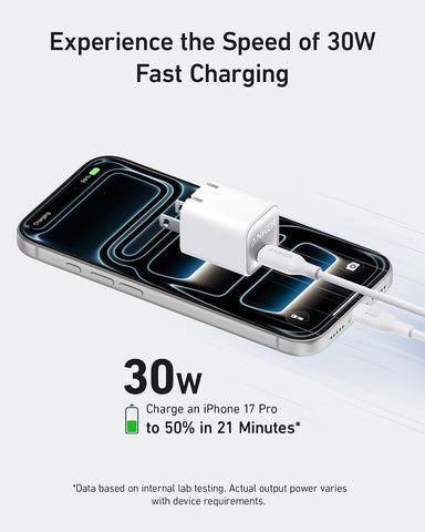Anker Nano Phone Charger, 30W Portble and Foldable USB C GaN Charger