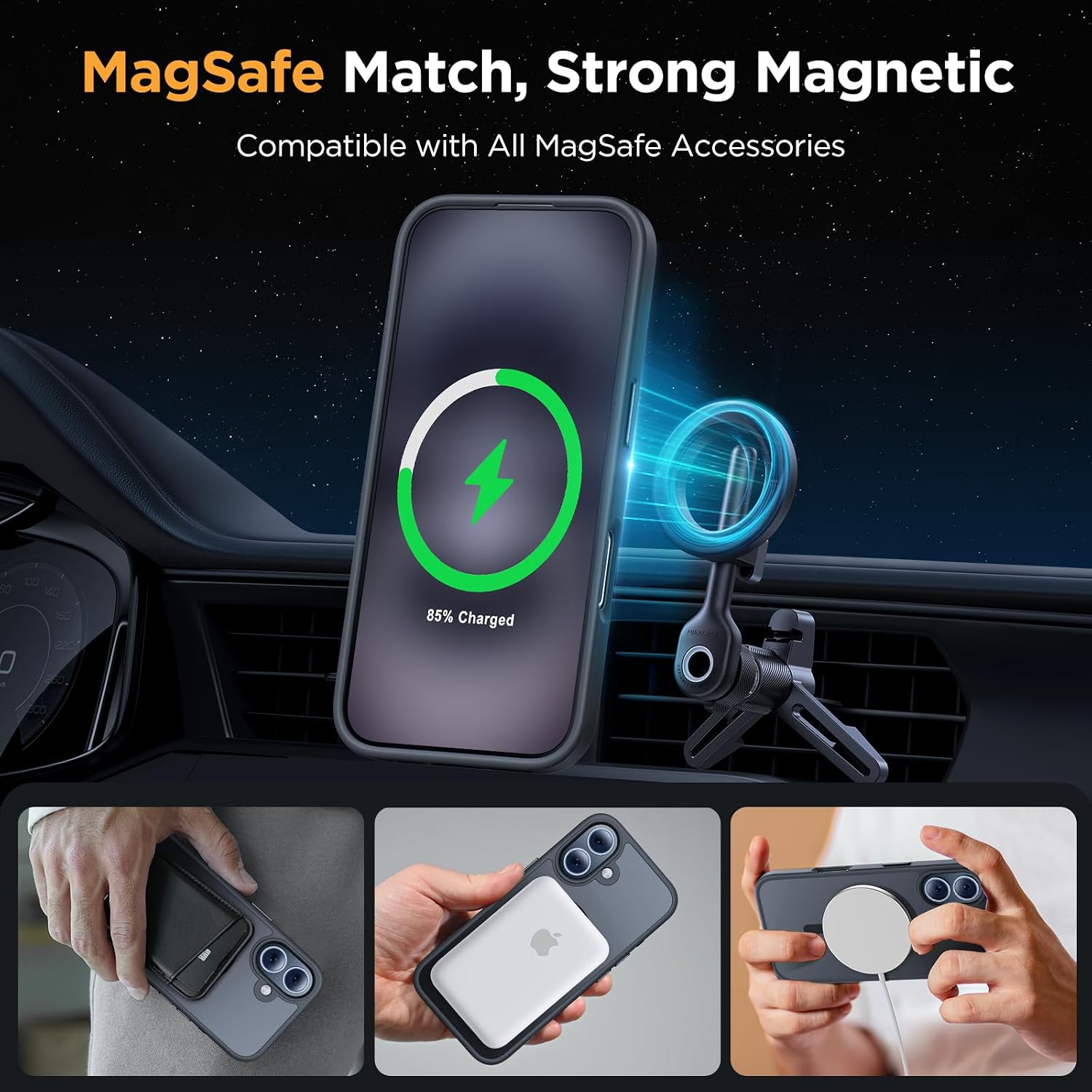 Miracase Magnetic Series for iPhone 16 Case [Compatible with MagSafe] Military-Grade Protection, Anti-Fingerprint, Slim Phone Case for iPhone 16 6.1 inch - Black
