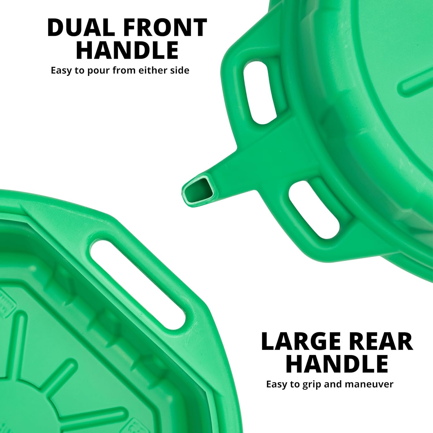 NEIKO 20761A 4 Gallon (16L) Anti-Splash Drain Container with Non-Spill Pour Spout, Heavy-Duty Plastic Drip Catcher for Vehicle Fluid Changes, Antifreeze Green