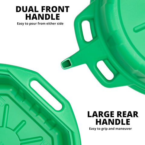 NEIKO 20761A 4 Gallon (16L) Anti-Splash Drain Container with Non-Spill Pour Spout, Heavy-Duty Plastic Drip Catcher for Vehicle Fluid Changes, Antifreeze Green