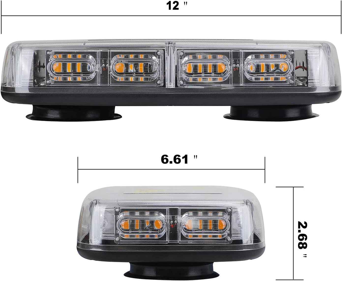 ASPL 48LED Roof Top Strobe Lights, High Visibility Emergency Safety Warning LED Mini Strobe Light bar with Magnetic Base for 12-24V Snow Plow, Trucks, Construction Vehicles (White)