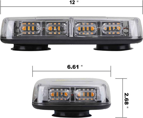 ASPL 48LED Roof Top Strobe Lights, High Visibility Emergency Safety Warning LED Mini Strobe Light bar with Magnetic Base for 12-24V Snow Plow, Trucks, Construction Vehicles (White)