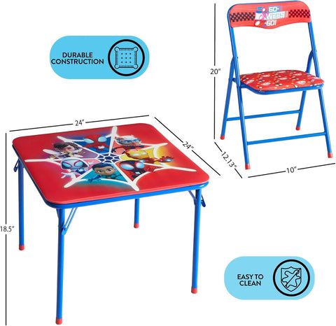 Marvel Spidey and His Amazing Friends Kids Activity Table and Chair Set,3 Piece Set with Square Table & 2 Folding Chairs, Furniture for Ages 3+, Indoor Play & Learning