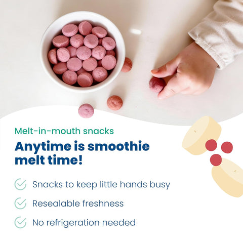Amara Smoothie Melts - Mixed Red Berries - Baby Snacks Made With Fruits and Vegetables - Healthy Toddler Snacks For Your Kids Lunch Box - Organic Plant Based Yogurt Melts - 6 Resealable Bags