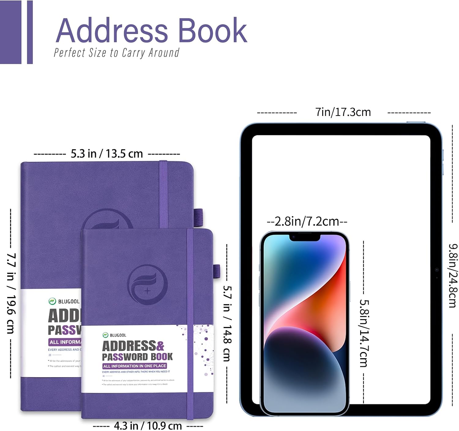 Address Book with Alphabetical Tabs, Hardcover Password Keeper 5.3"x7.7"