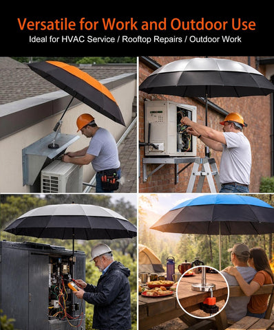 Hvac Umbrella with Magnetic Base & Clamp, Outdoor Work Umbrella