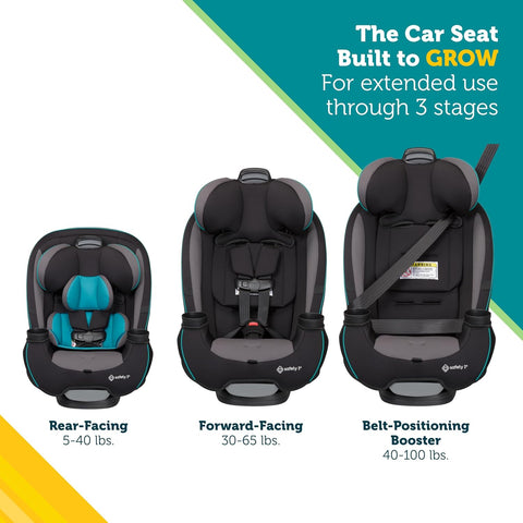 Safety 1st Grow and Go All-in-One Convertible Car Seat, Rear Facing, 5-40 lbs, Forward Facing (30–65 lbs), High Back Booster Seat 40-100 pounds, Alaskan Blue
