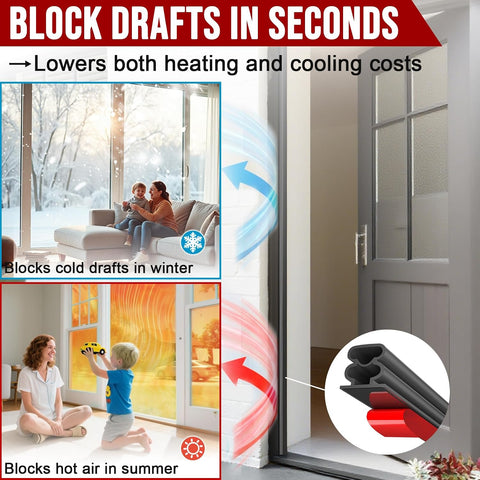 alophoty Door Weather Stripping Door Seal Strip, 33Ft, Black, 0.39"×0.39"