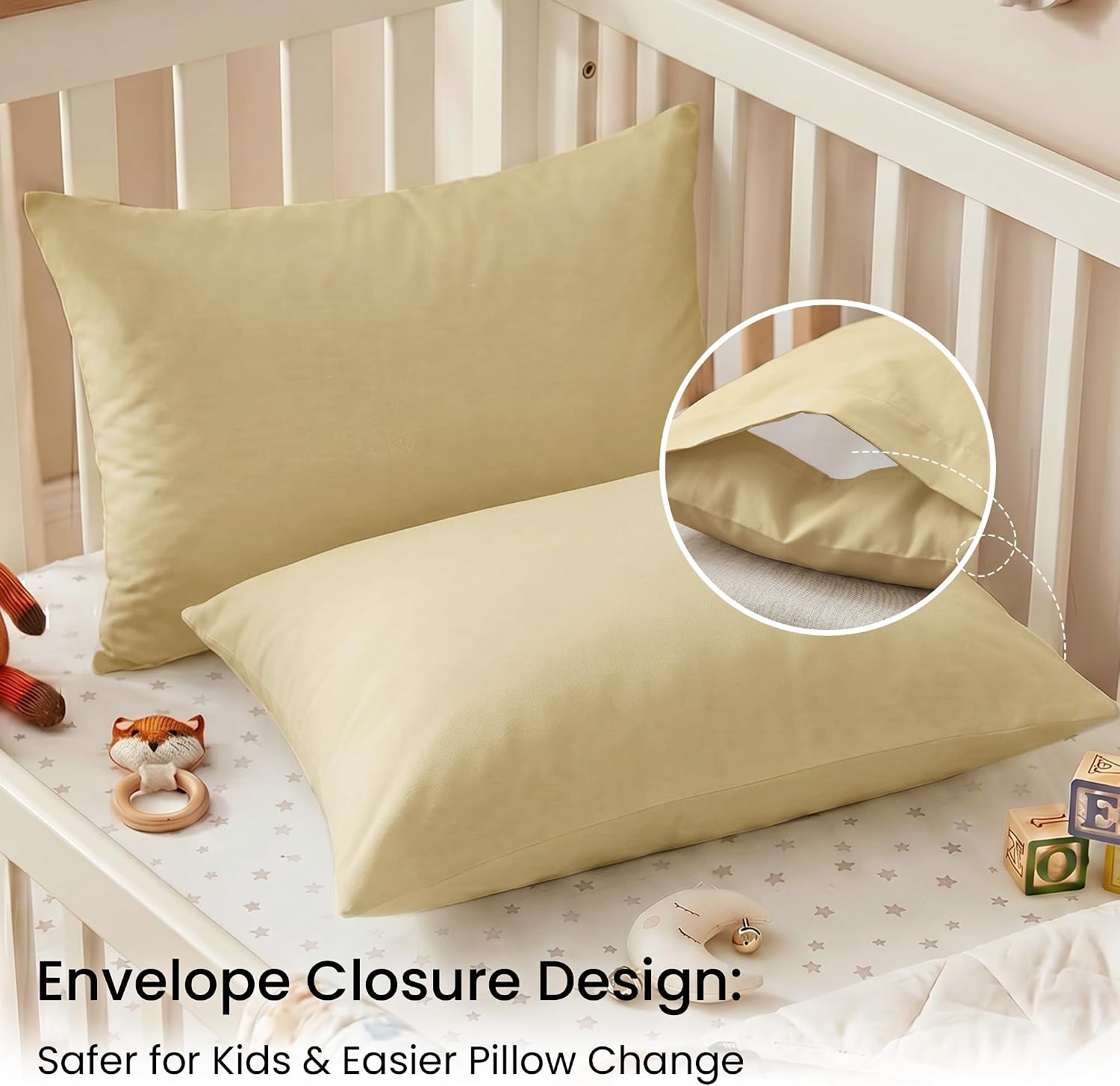 EXQ Home Toddler Pillowcases 13x18, Set of 2 (Dark Camel)