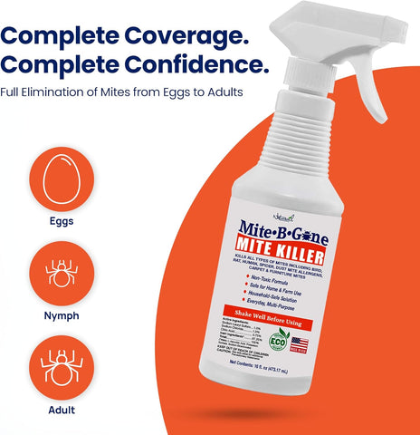 Mite-B-Gone Dust Mite Spray & Mite Killer for Home, Made in USA - 16 oz